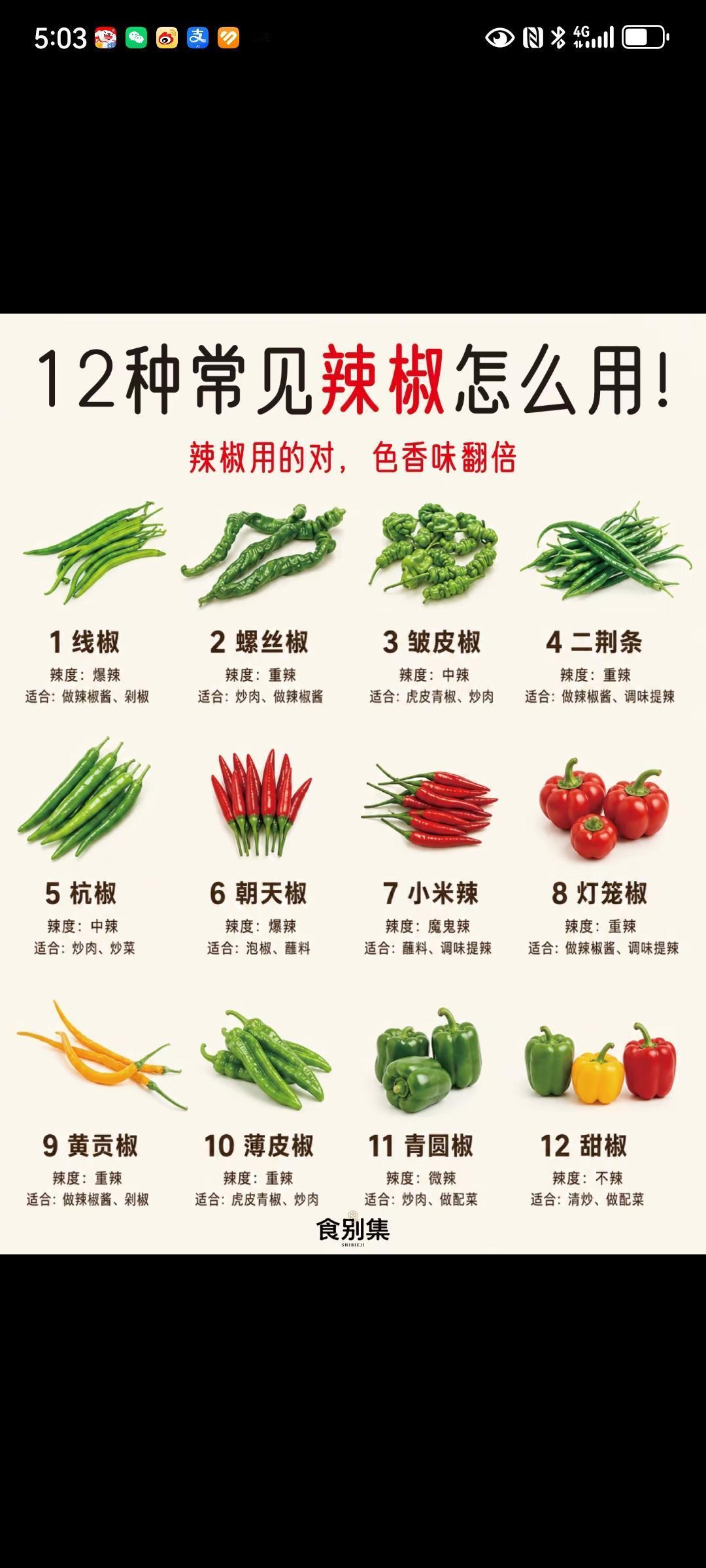 12种常见辣椒的辣度及吃法原来比较常吃的是螺丝椒、朝天椒、薄皮椒和青圆椒，一直