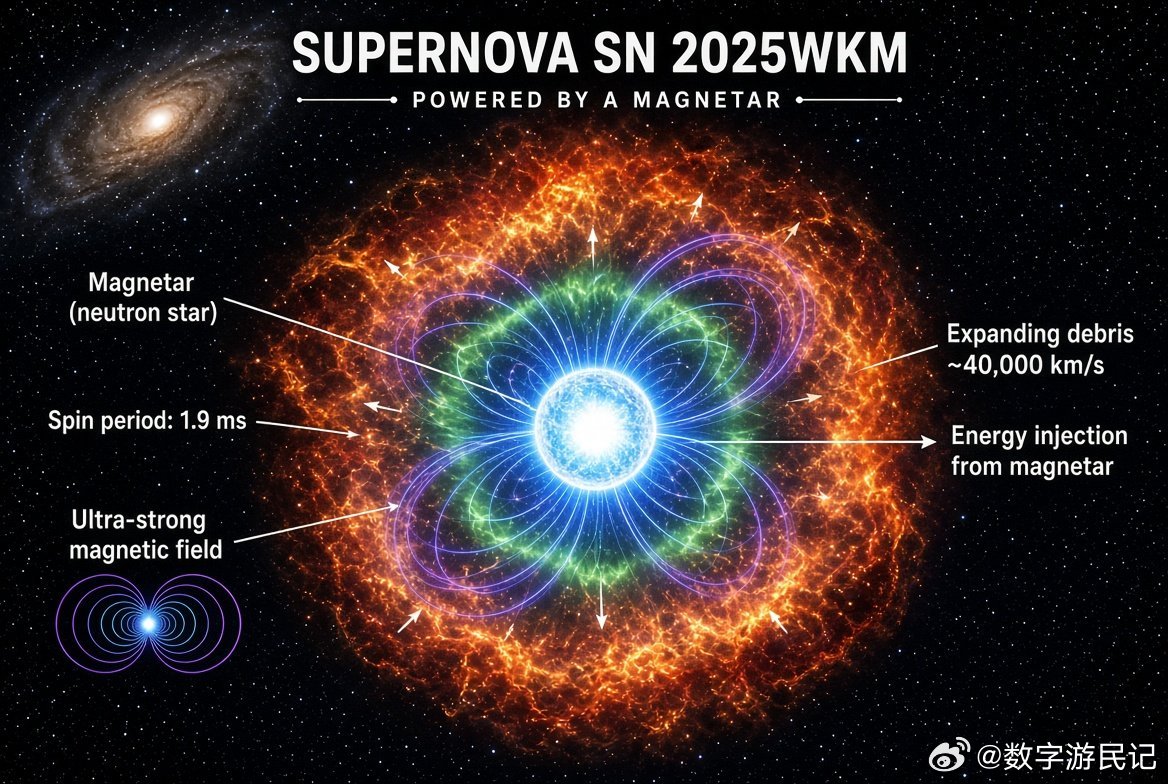 宇宙之谜解开：爱因斯坦探测器捕捉到由高速旋转怪兽驱动的超新星天文学家刚刚破解了一