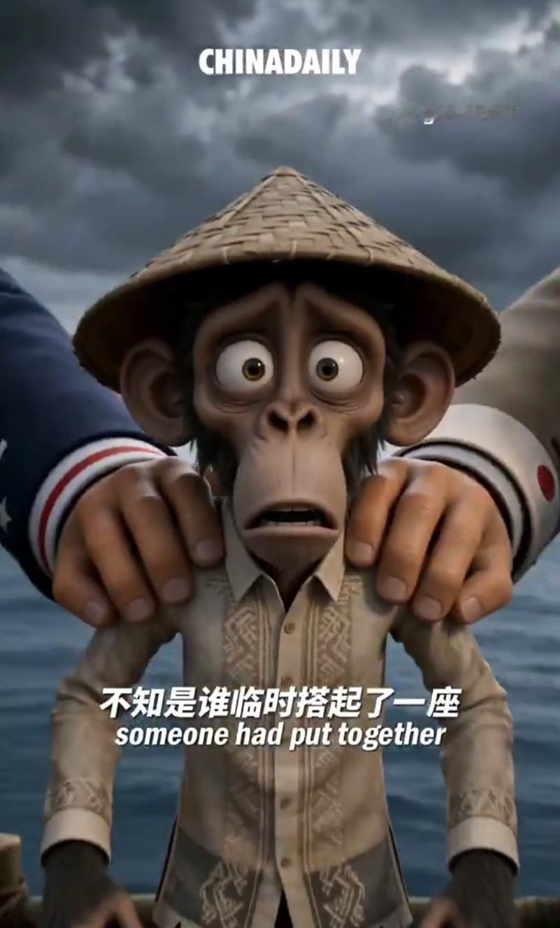菲律宾这波“金刚屠龙”漫画，真是把自己整破防了 《中国日报》发了一个AI动画