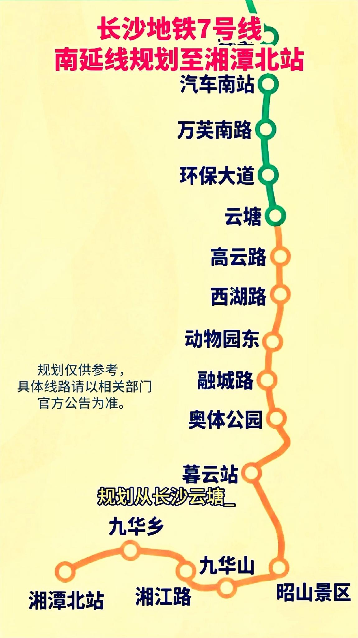我觉得长沙地铁七号线南延规划至湘潭北站非常的好。一个普通地级市光一条地铁三号线也