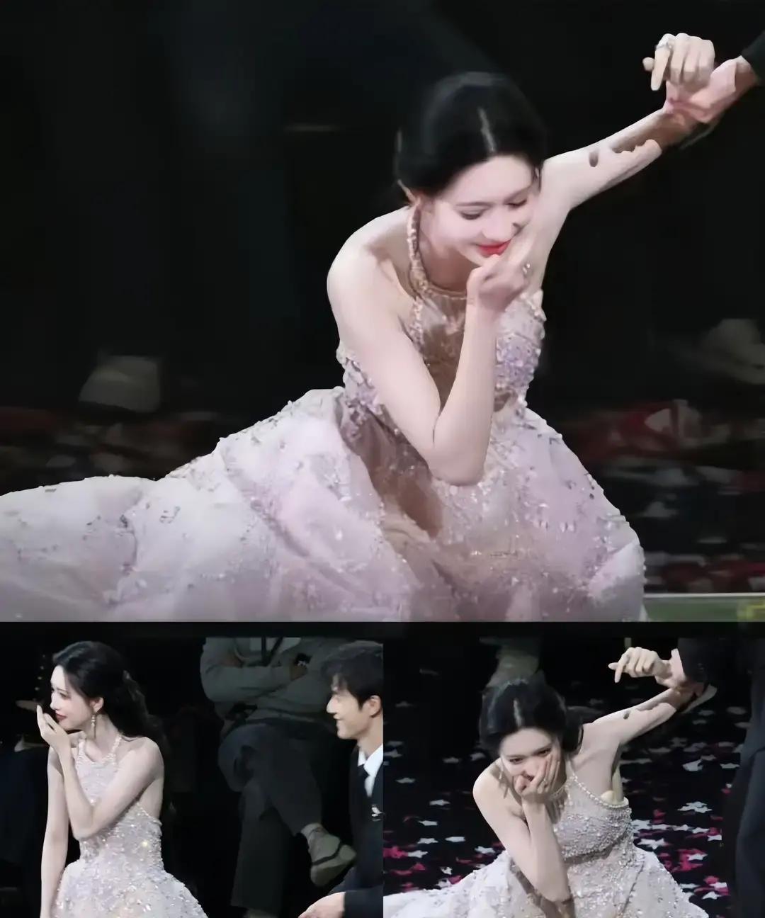 她摔了一跤，涨了80万粉。你发现没？红毯上精心设计的造型无人问津，孟子义被