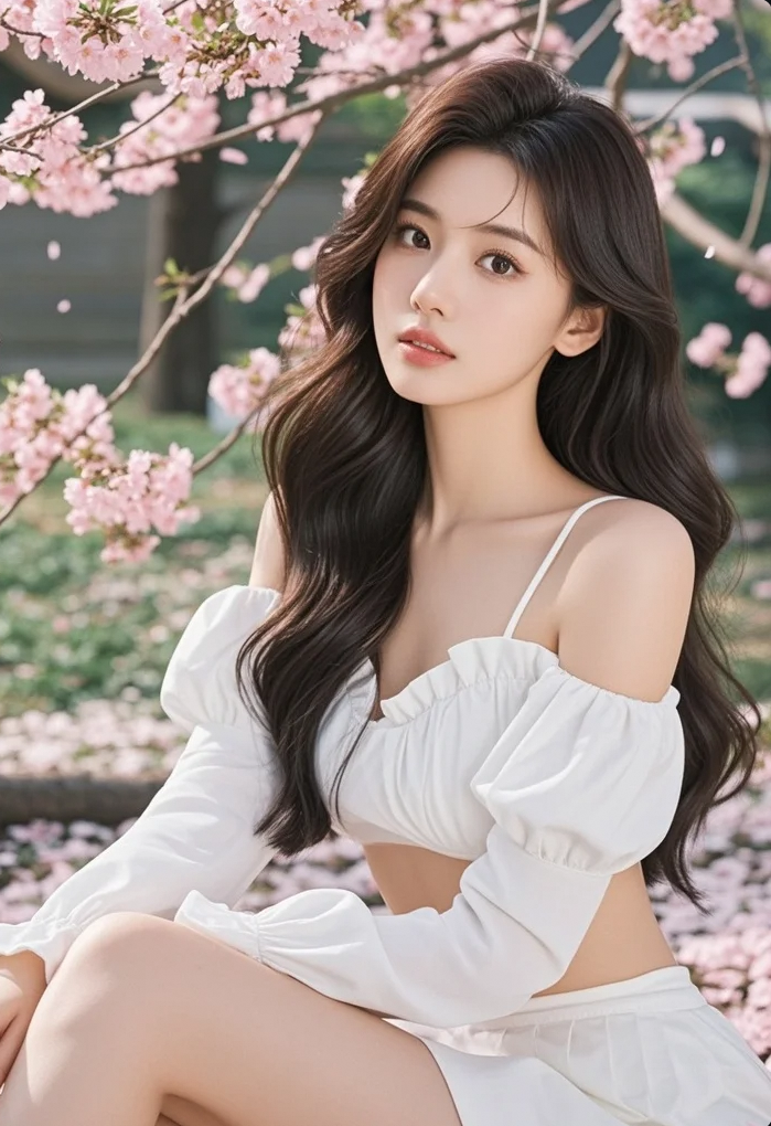 被花瓣包围的少女，这颜值是来给春天'充值浪漫'的吗？