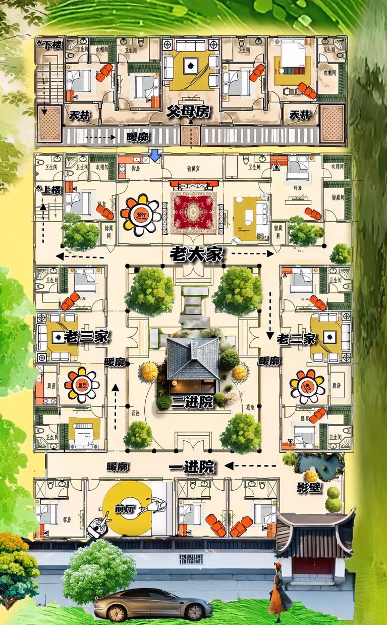 不懂就问，上一个合院高峰是四合院，这一个高峰是自建房，其他的都是边角料，918㎡