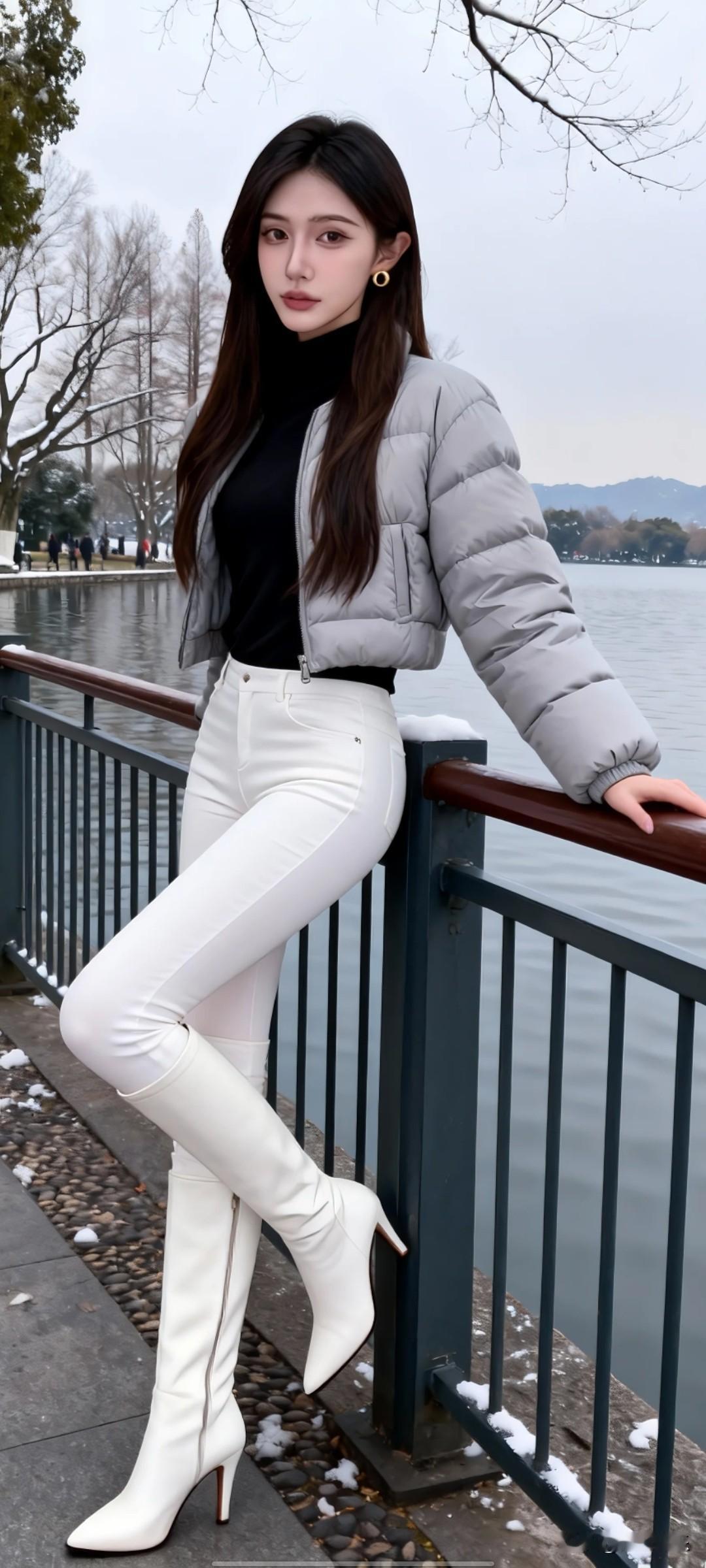 寒冬倚栏杆，雪中赏梅香。