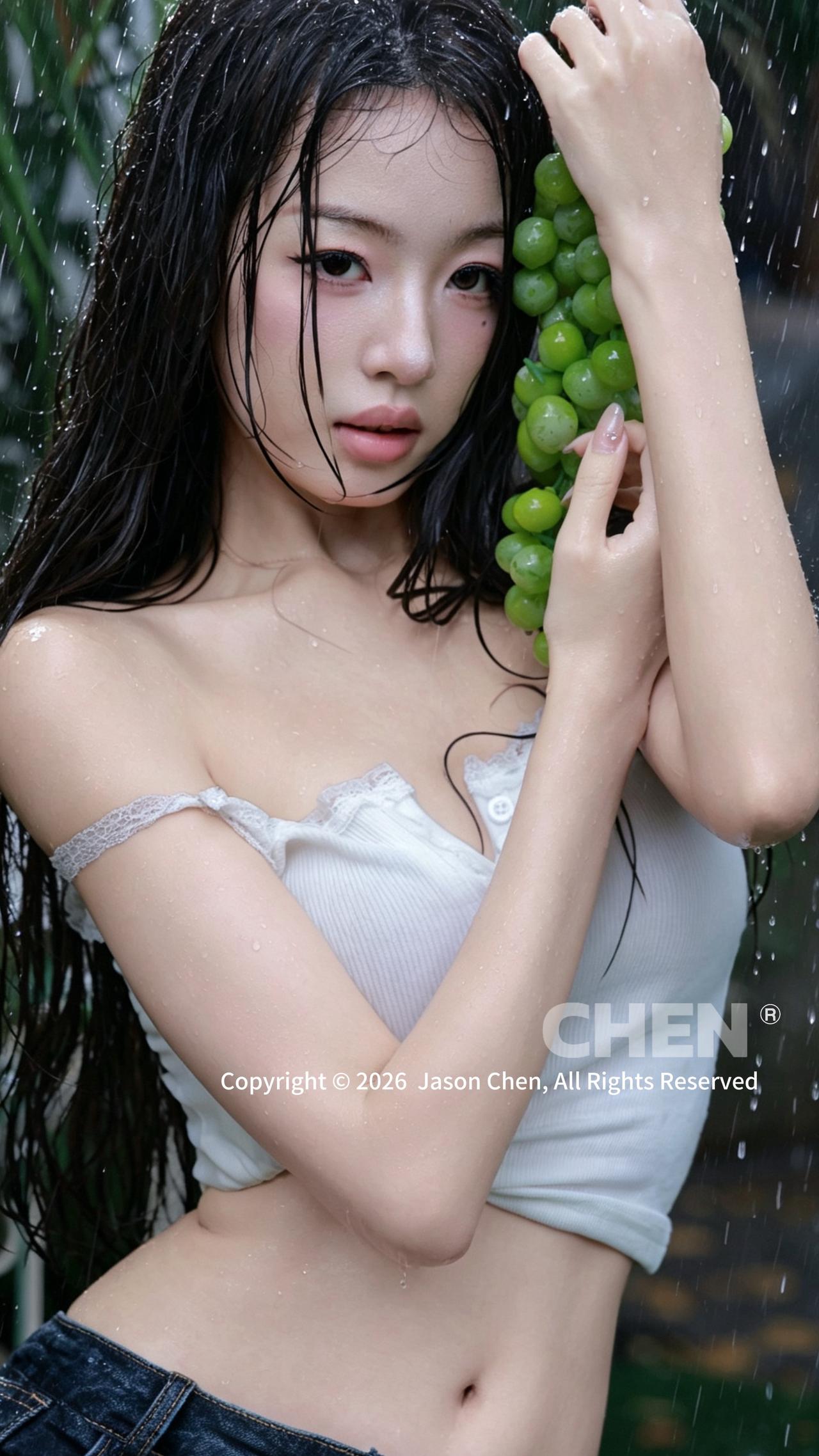 辣妹拍照美女车模纹身女孩你们喜欢吗户外人像青葡萄