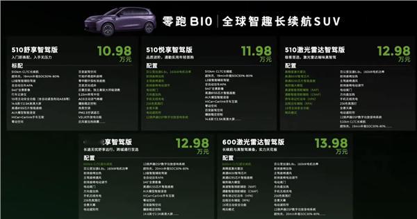 零跑b10副驾支持diy今晚，零跑B10开启预售，5款车型售价10.98-13