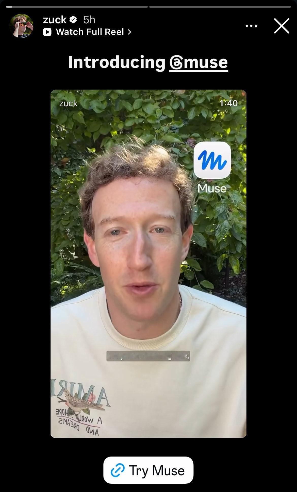 笑死，扎克伯格在Instagram上把“muse”这个账号名拿走给他的新A