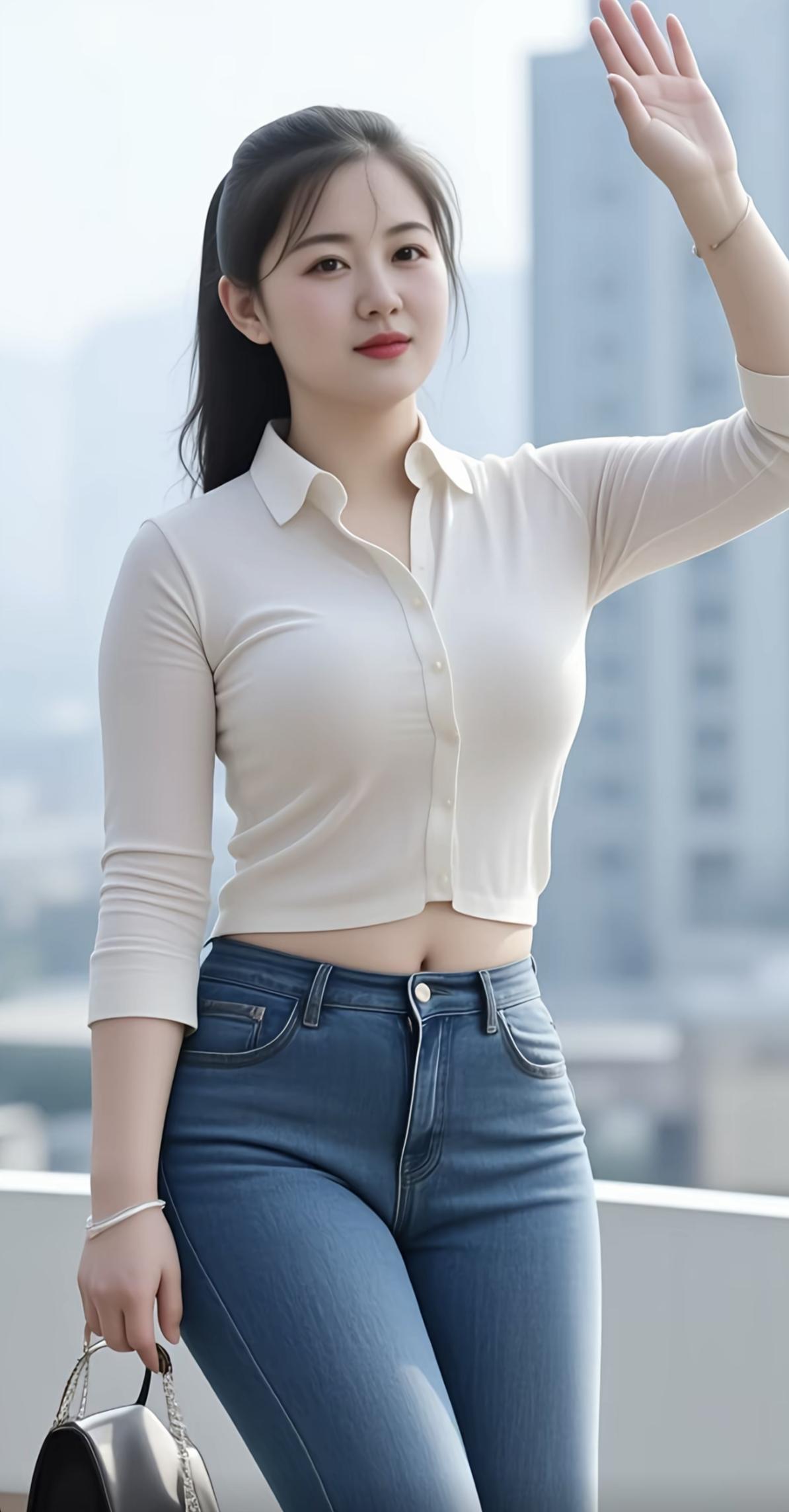 白衣飘飘，手提包中藏春光。