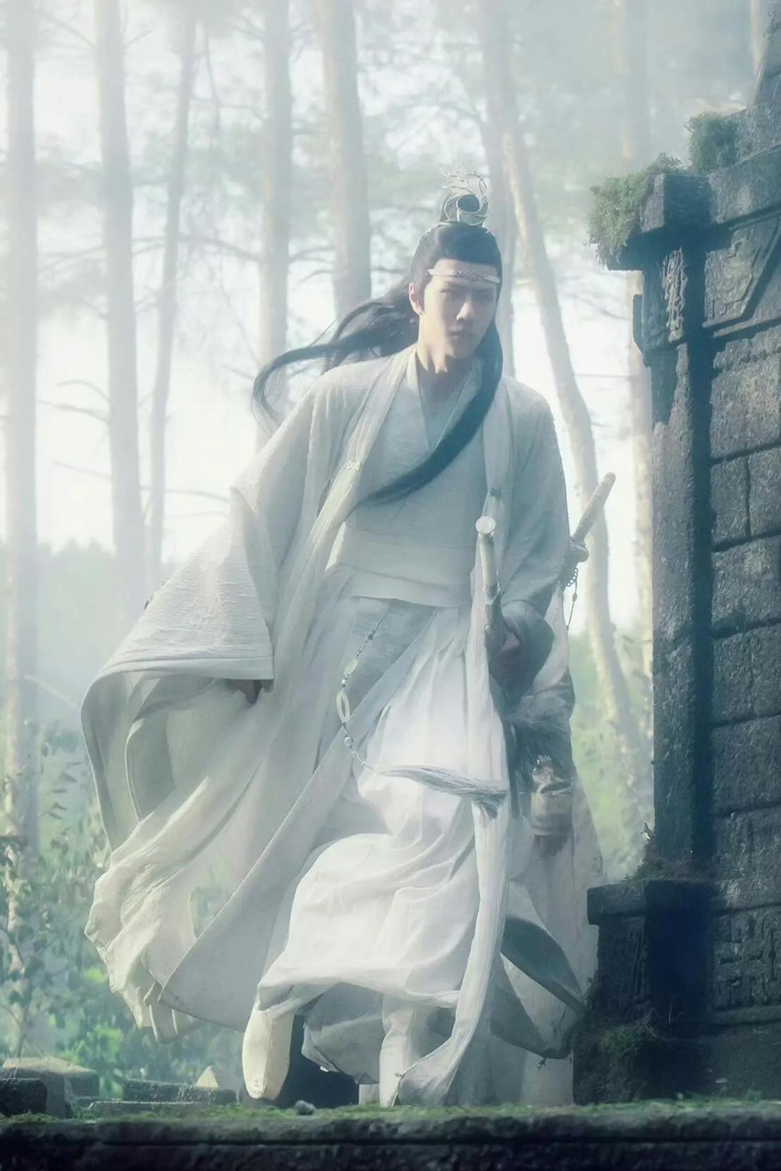 风姿绰约两少年！蓝忘机与魏无羡！我真的是永远记得蓝湛在山上下楼梯的时候，脑