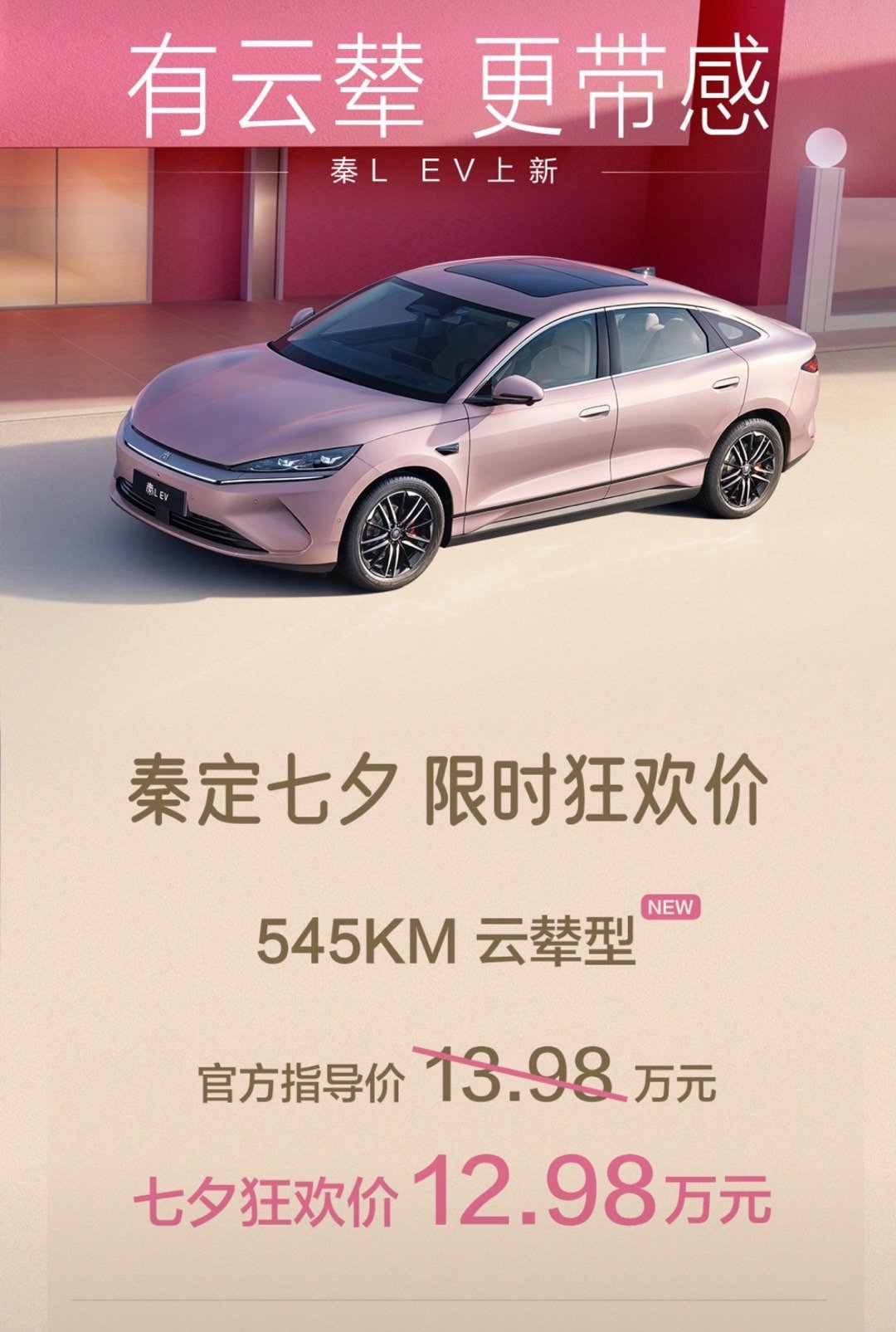 这次成都车展，比亚迪针对年轻用户对驾乘体验的更高要求，加推了秦LEV545K
