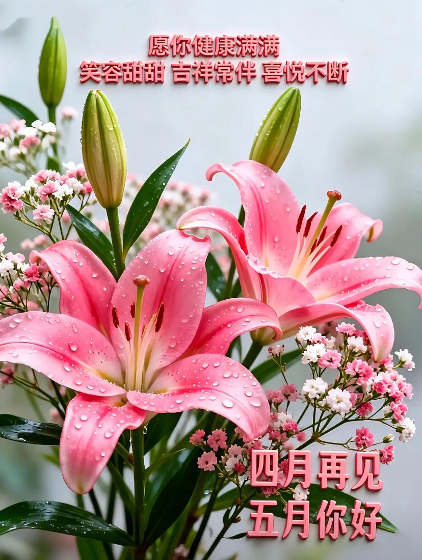 🌺☘️2026./4.30.周四春晨祝福🌺🌿🌷四月再见，五月你好。