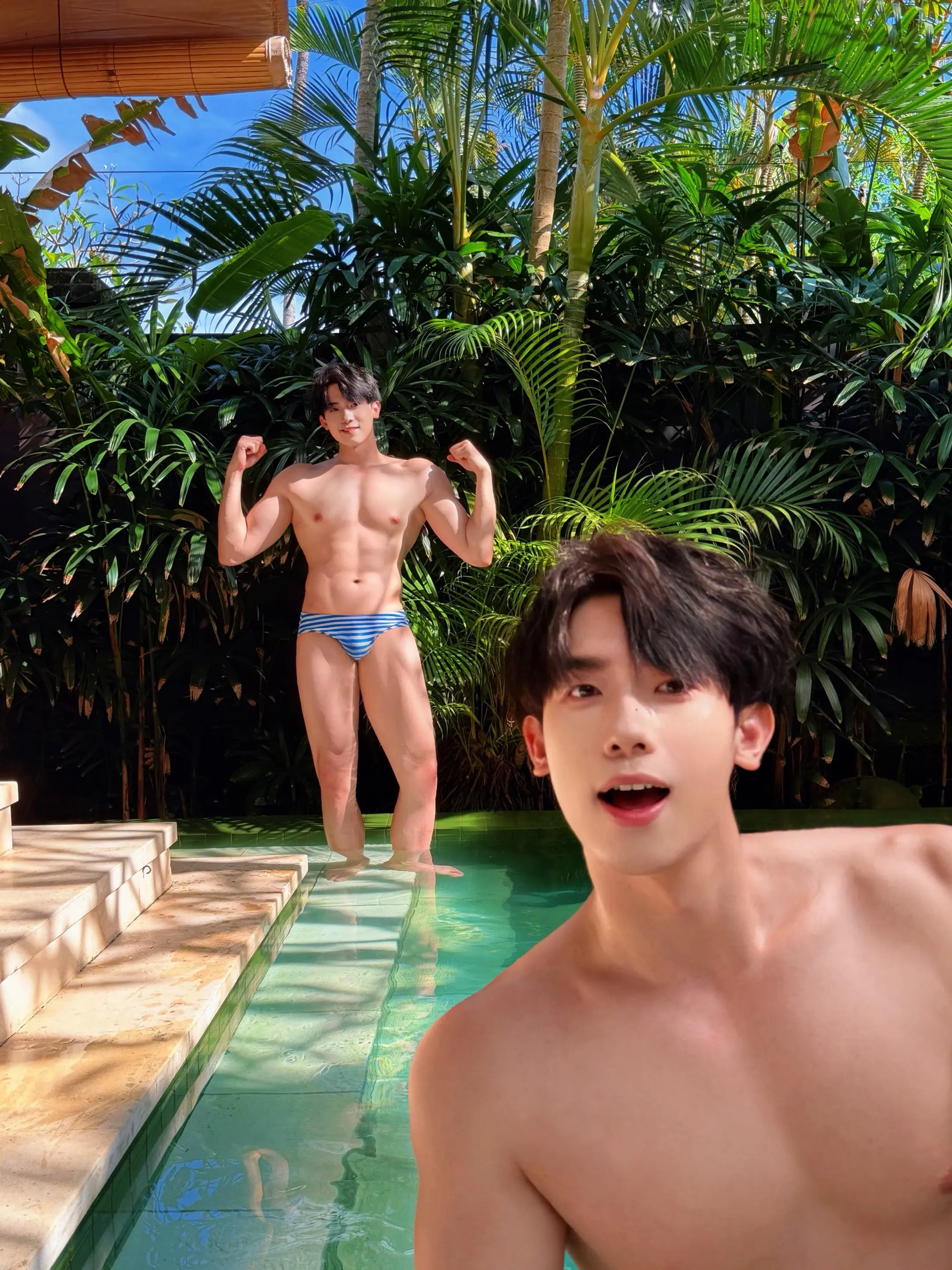 巴厘岛和弟弟1️⃣天湿身100多次吧也就。
