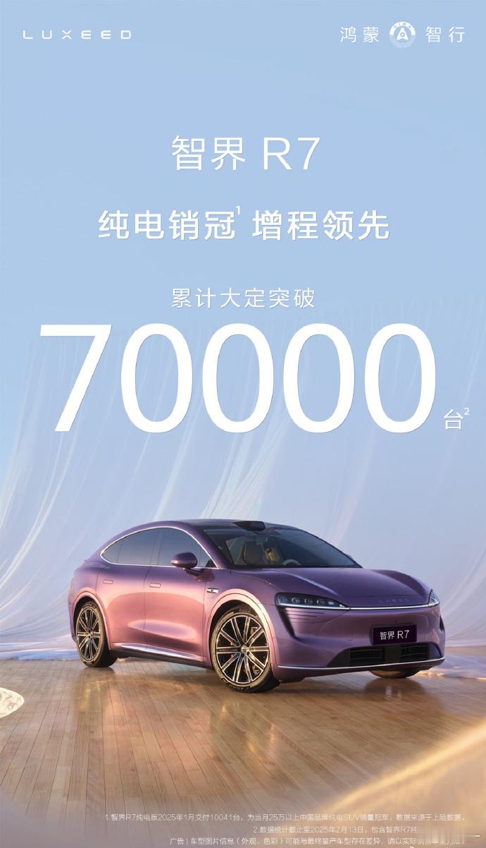 【智界R7大定破7万！奇瑞太开心了！】智界R7大定破7万，我估计奇瑞比华为都开心