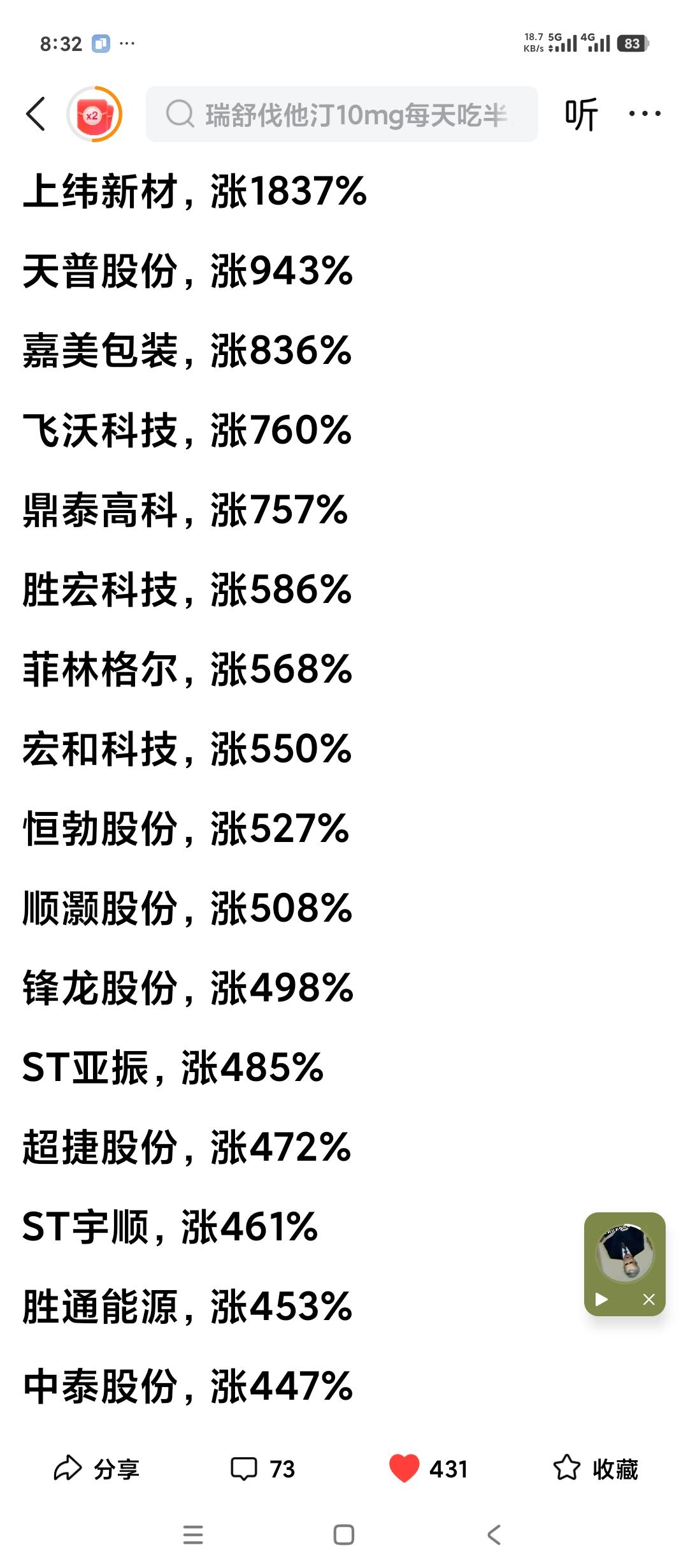 2025年度上涨幅度最大的股票名单。大家可以考察一下这些股票的基本面。由此判