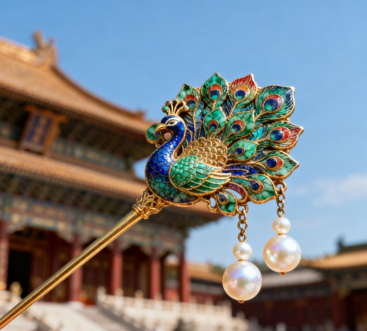 三国孙权在位时，南方交趾郡为表臣服，特意打造了一支“孔雀金簪”作为贡品。簪头