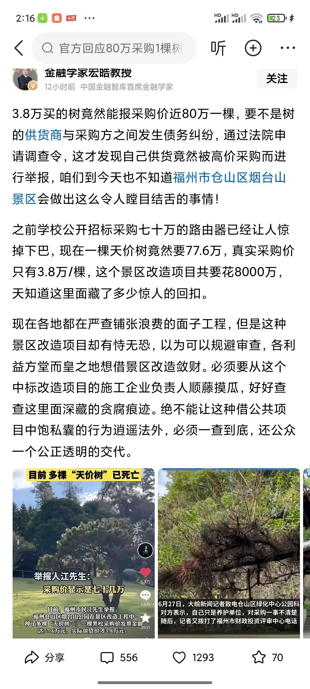黄金树，已经有了。据网上曝光，福州市仓山区烟台山景区一棵树，发票居然开出
