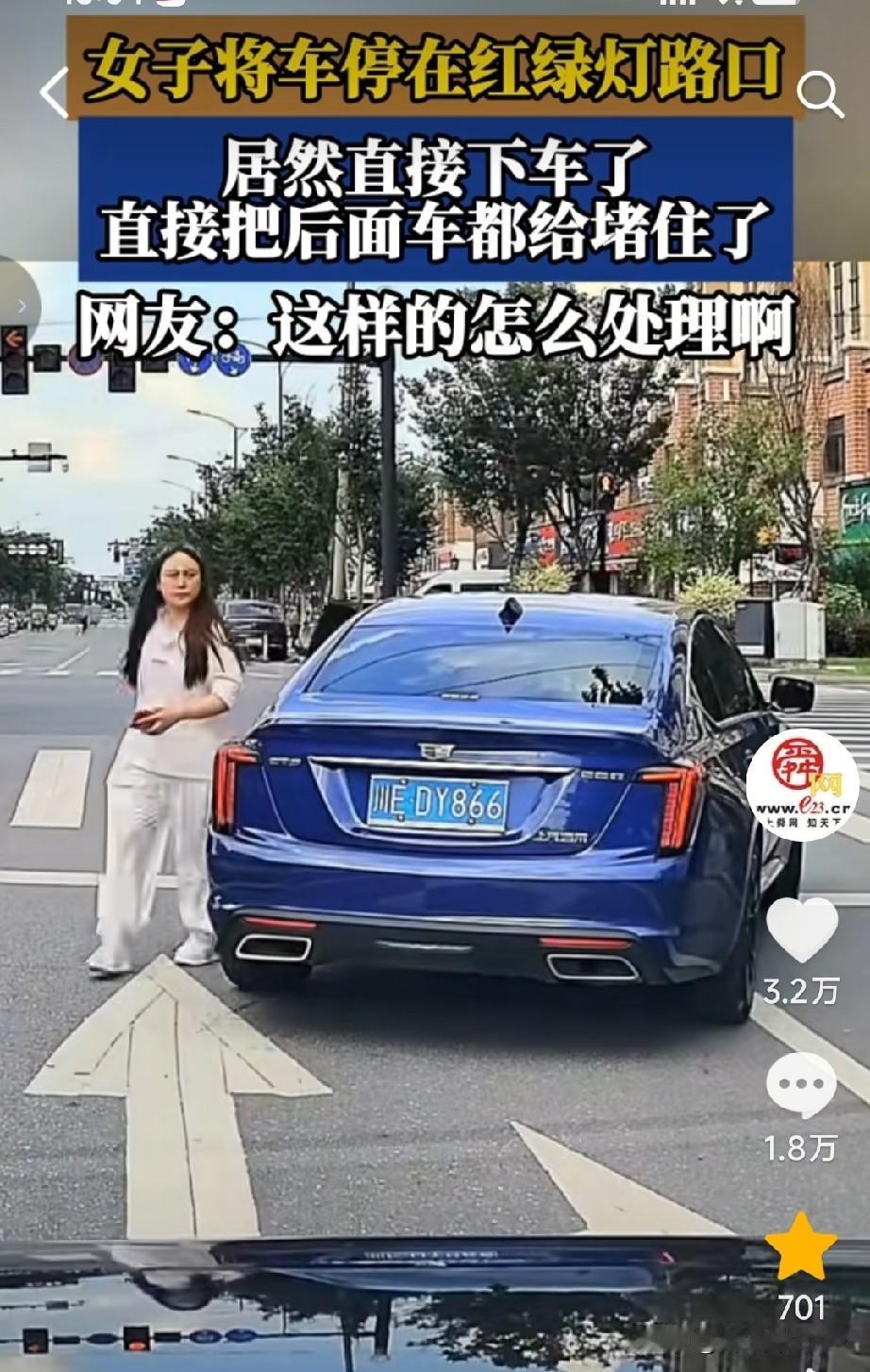 吐口水人肉加塞的姑娘刚进去，这又来了一个霸气姐。有网友发视频称，在红绿灯路口，