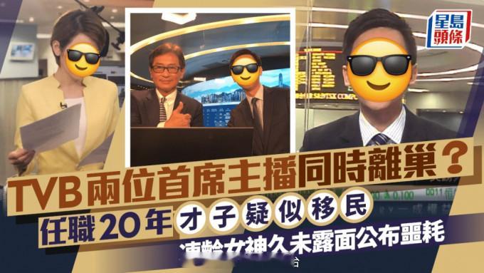 星岛：TVB两位首席主播同时离巢？任职20年才子疑似移民冻龄女神久未露面公布噩