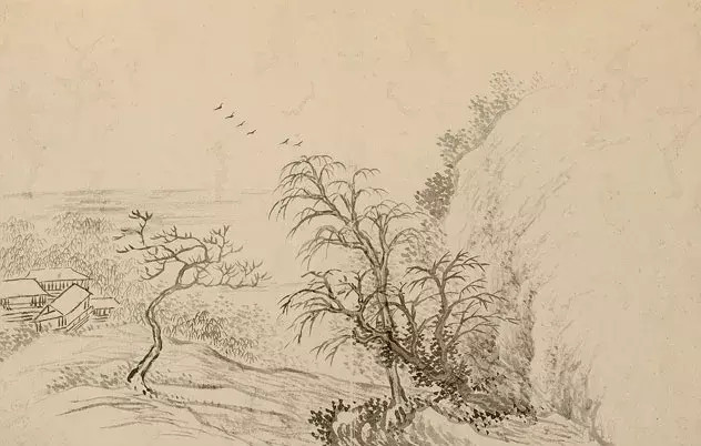 恽寿平摹宋元粉本册。世人皆知恽寿平以“没骨花卉”独步画坛，殊不知他最初是学画山