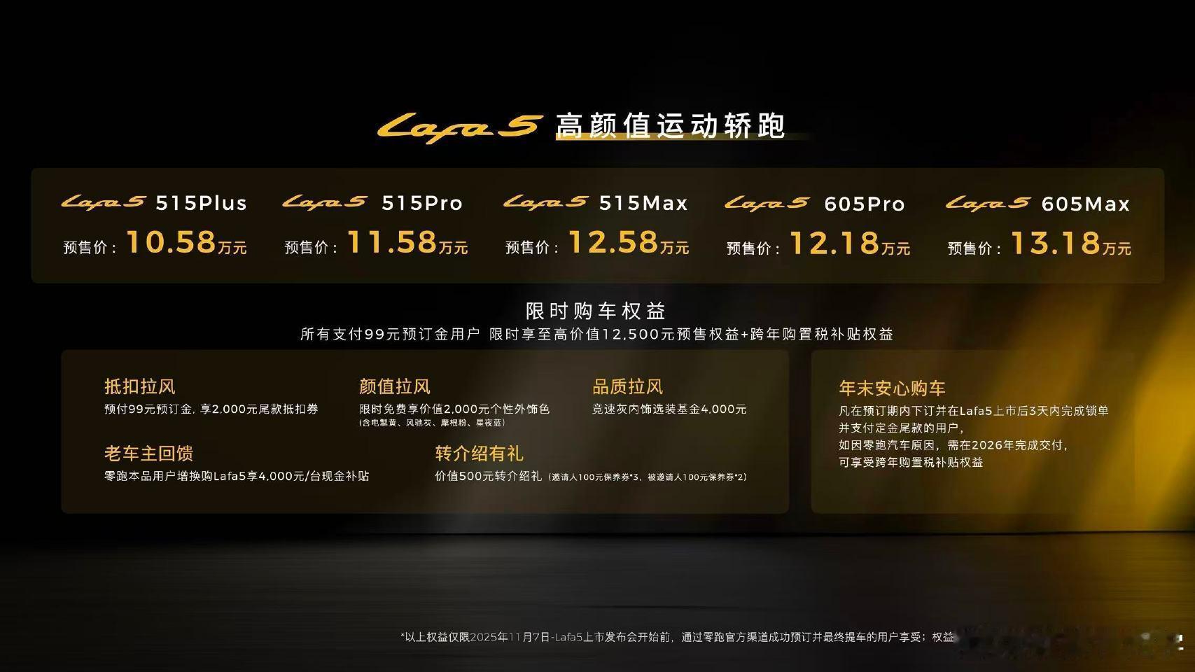 零跑Lafa5，10.58-13.18w的预售价，我猜正式售价会再低一点，留点空