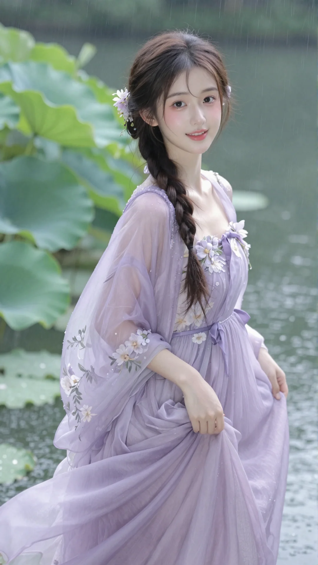 荷花下的紫色仙女🧚‍♀️