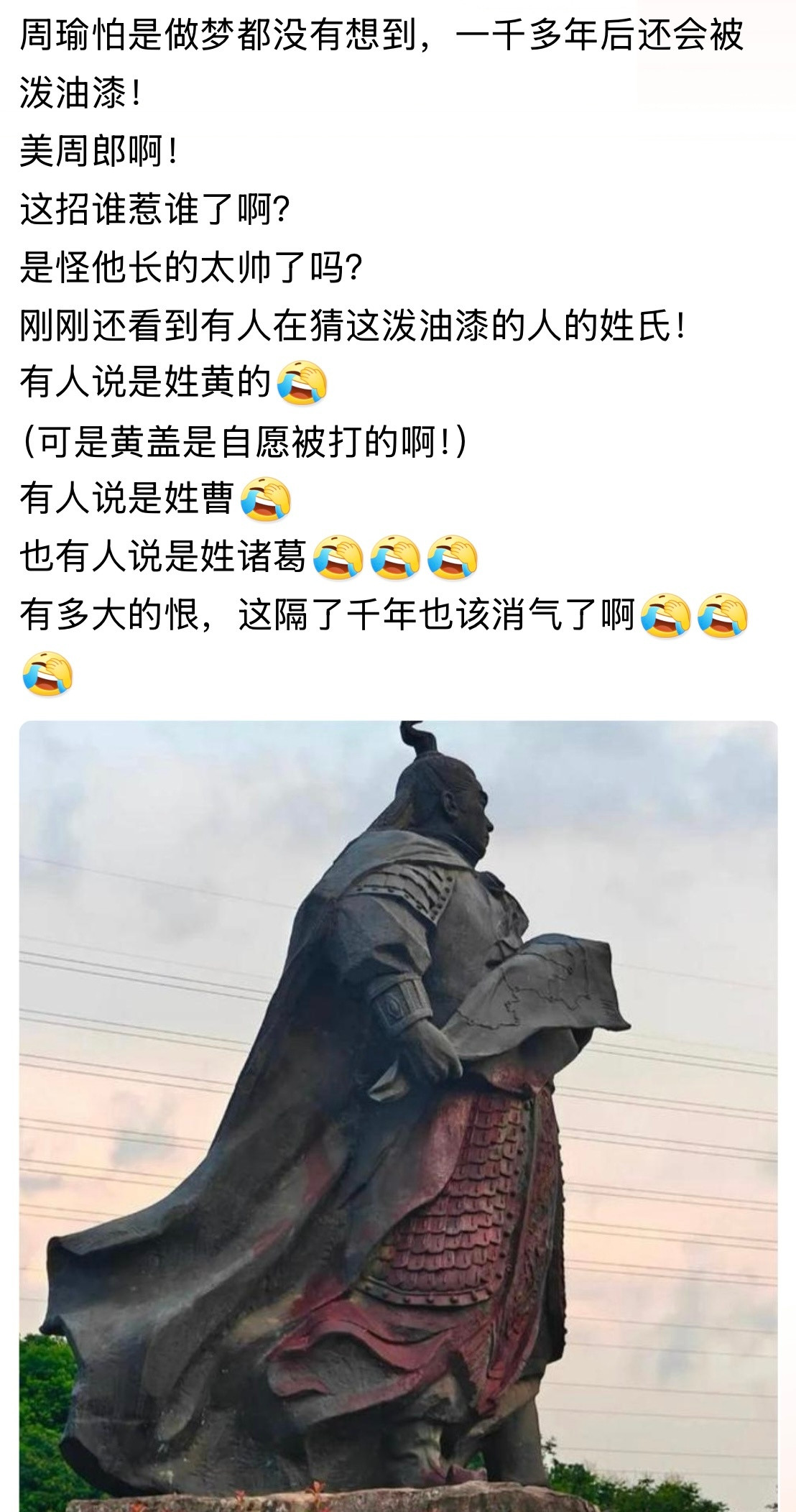 不会因为小乔吧！网友们认为不会是黄盖，而是蒋干后人再就是蔡瑁张允后人，周郎仇家以