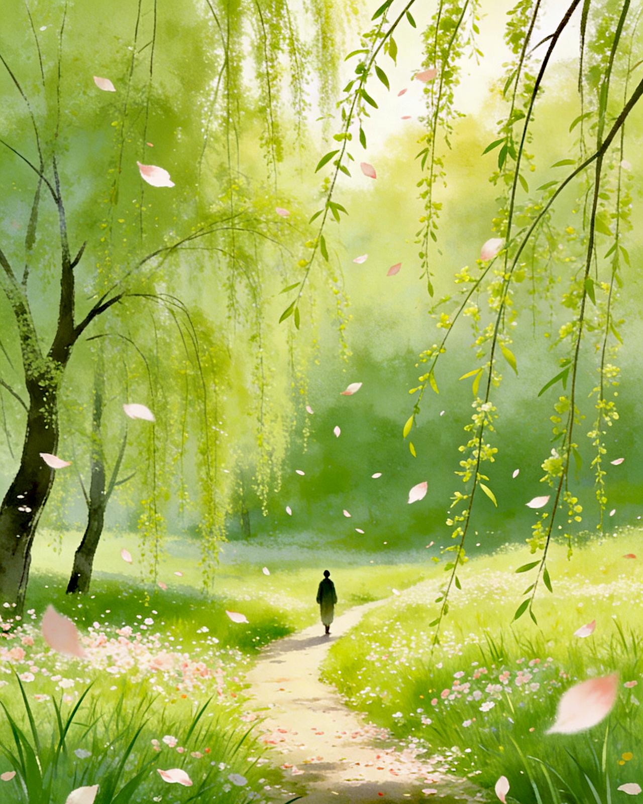 上联：绵绵细雨千般意，下联：淡淡清风万种情。解析：叠词“绵绵”对“淡淡