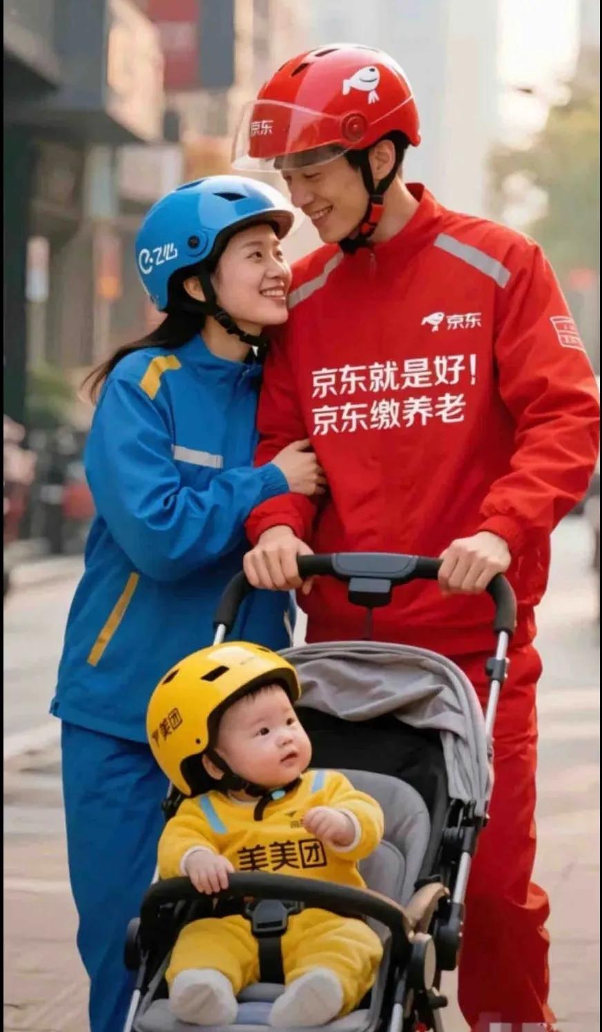外卖世家，一门三骑手，两代外卖人，留给冲锋衣的颜色越来越少了！真的是这样，如今连