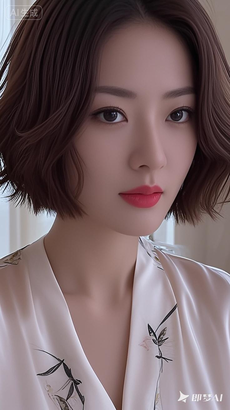 红妆映秋水，轻纱拂玉颜。