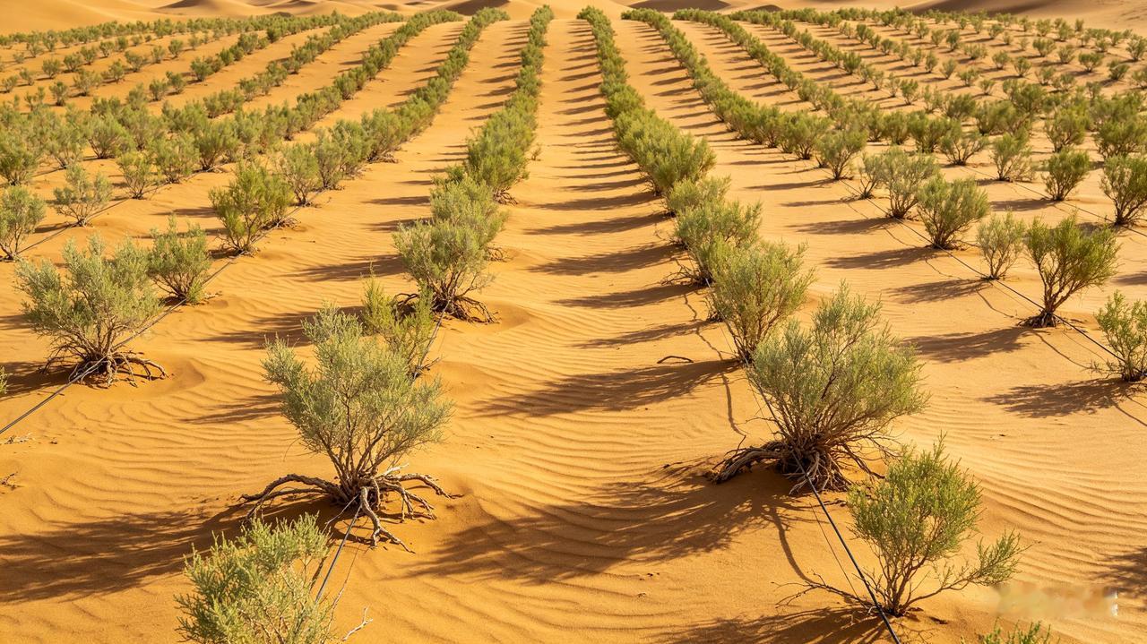 核心成效•实现沙漠锁边与闭合：目前环塔克拉玛干沙漠超3000公里的绿色走