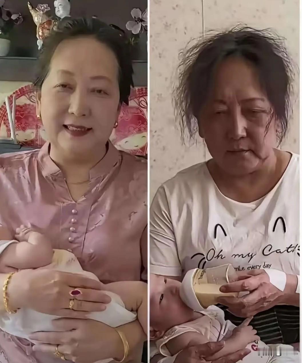 吓死人了，自从带了孙子以后就变成这样了，以前打扮的像贵妇，现在变成了捡破烂的了！