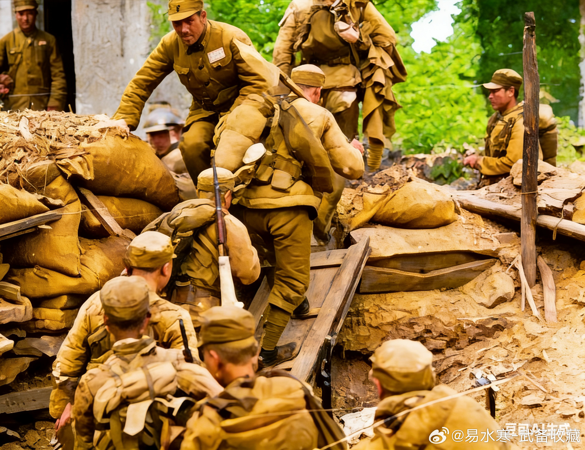 历史老照片台儿庄大战彩色版