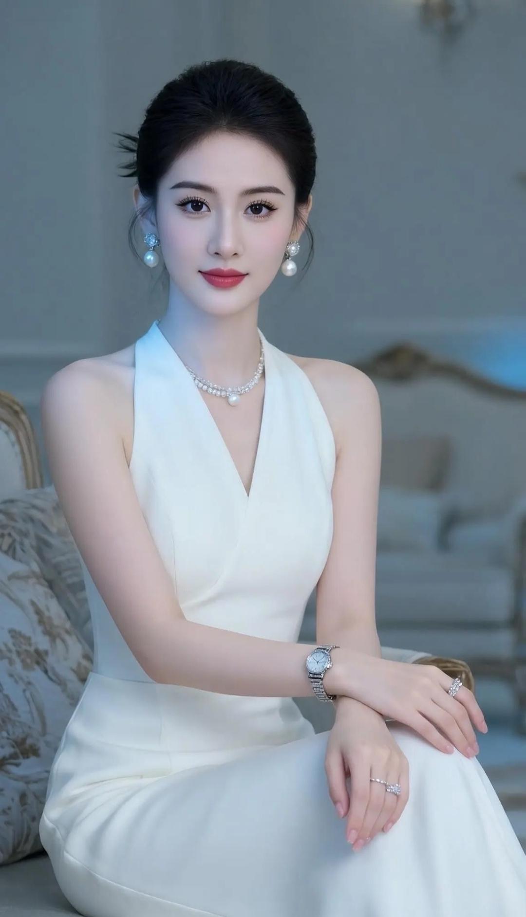 优雅白裙，珠宝闪耀，气质满分！优雅美图分享美女人像群