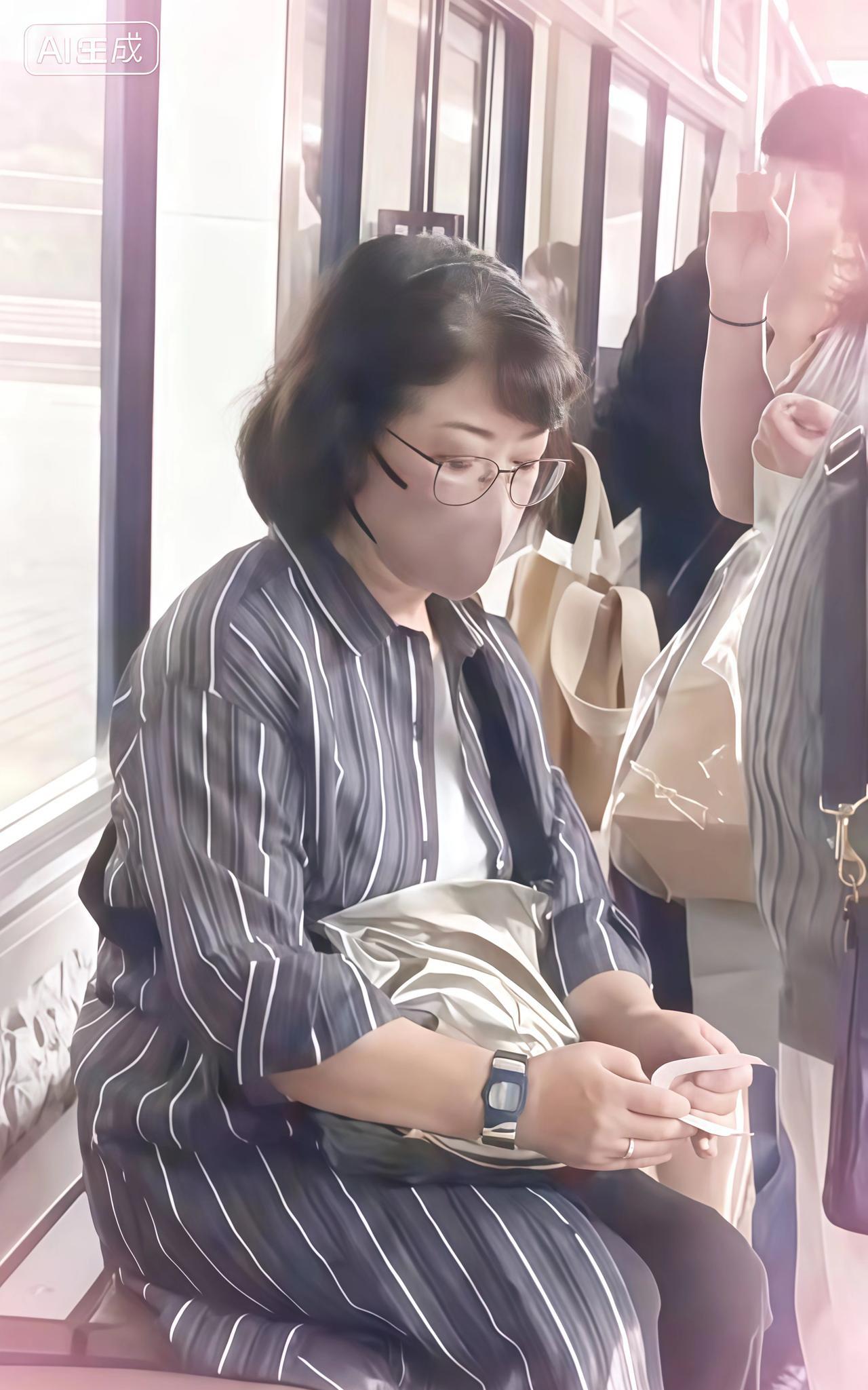 当天，66岁的山口百惠穿着蓝白竖条长衫，头发花白，结账时低头仔细核对小票。73岁