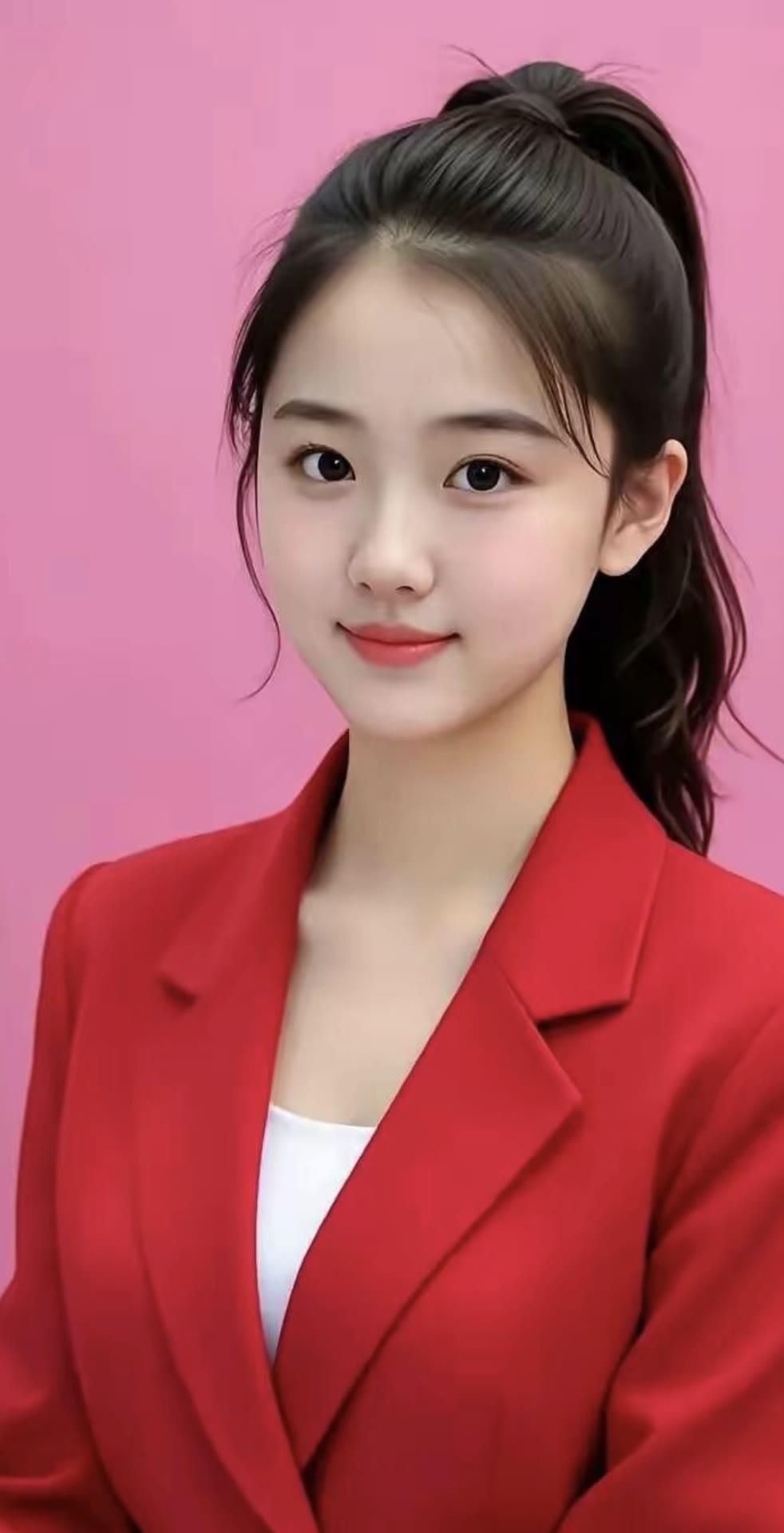 元气满满的职场萌妹子，红衣白衬，甜美可人！💕✨