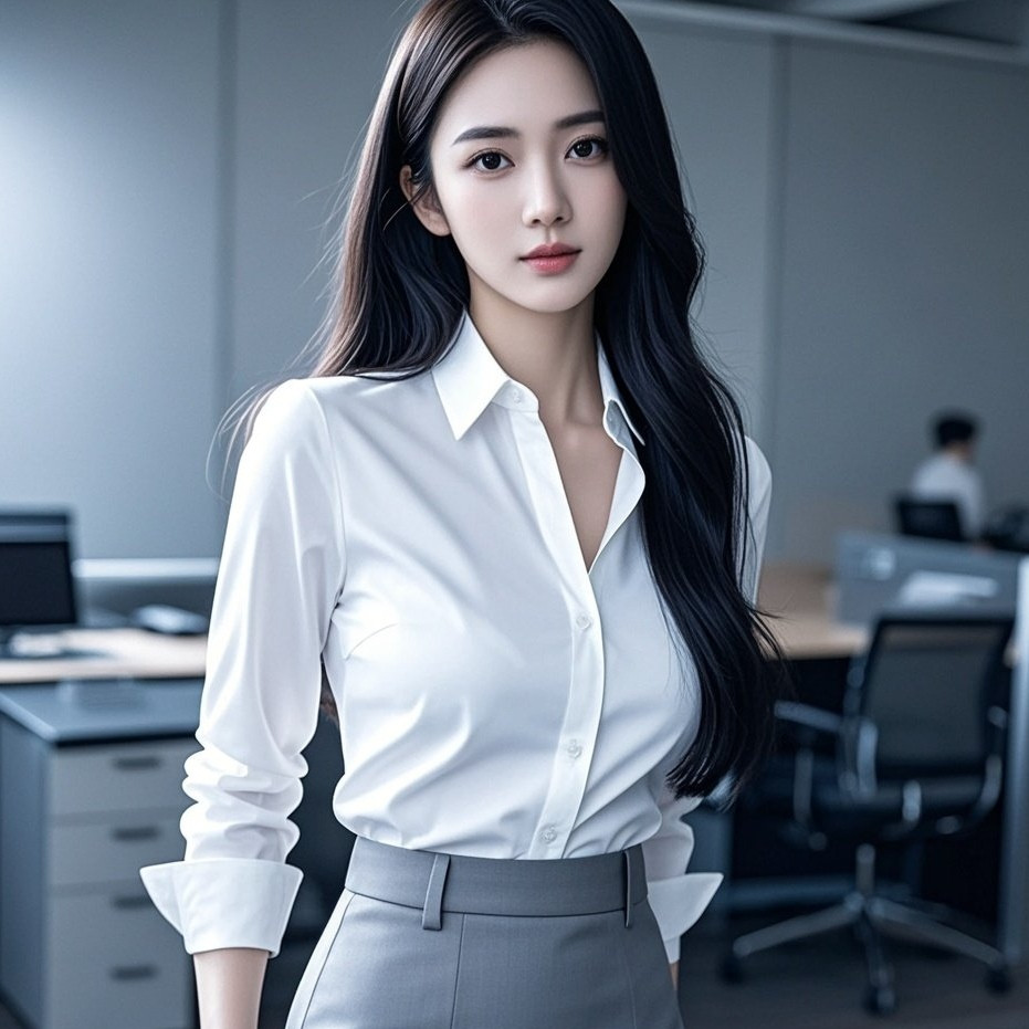 丰腴美人职场秀，衬衫包臀韵味透