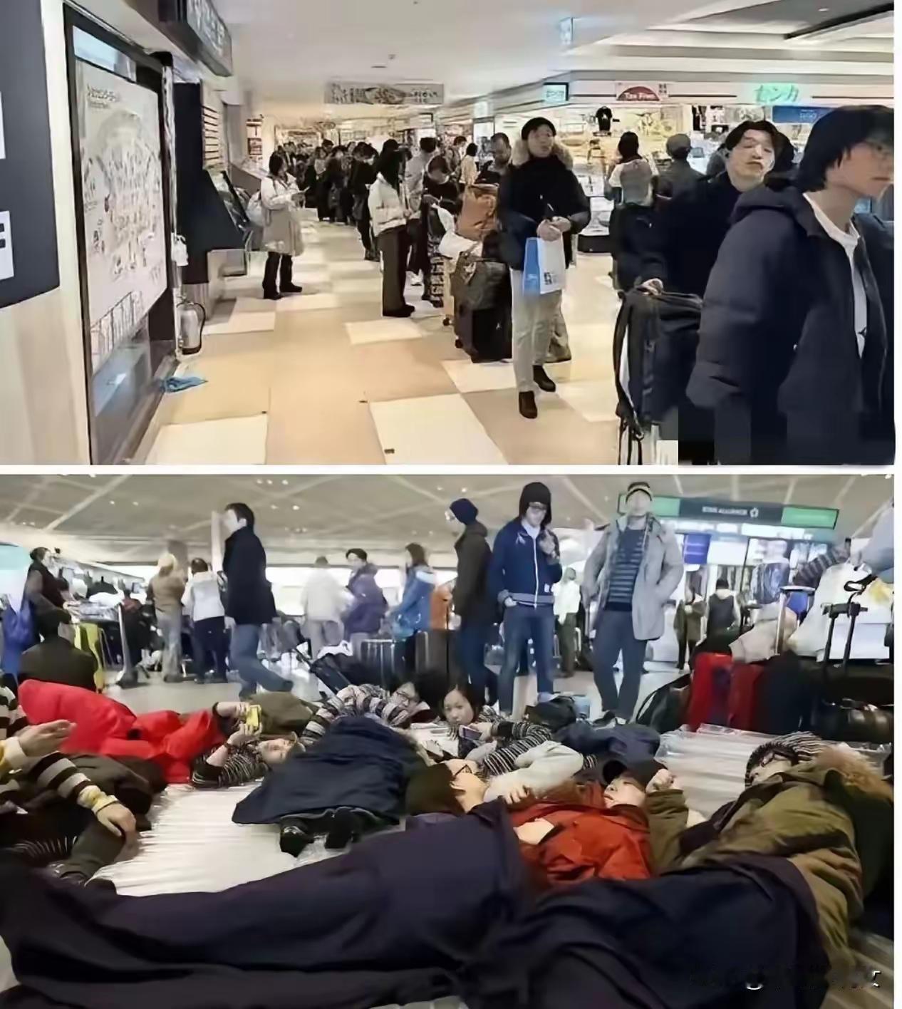万万没想到这群斗志昂扬的人才去日本几天就去讨生活了日本机场打地铺的国人，嘲
