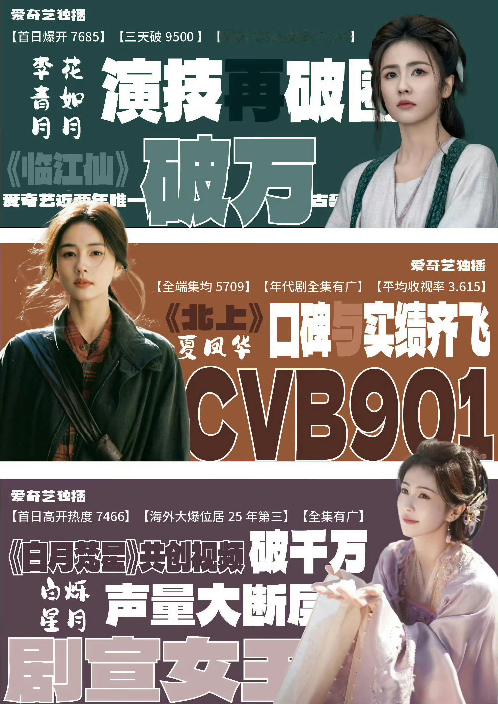 白鹿今年三部剧，部部上财报，不仅有爆声量的白月梵星，CVB史季的北上，还有破万仙