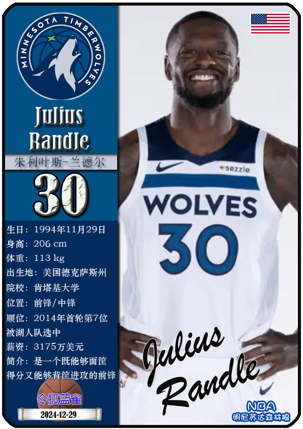 兰德尔29+8+5森林狼淘汰勇士进西决。