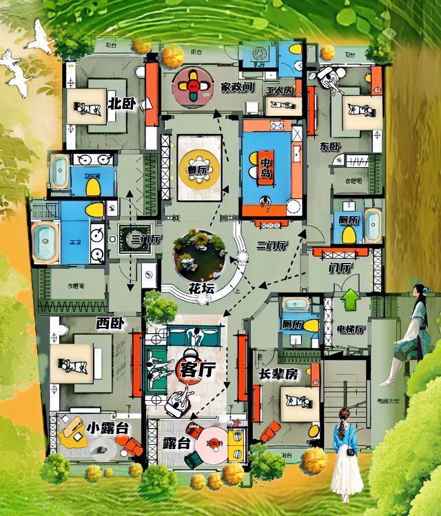 三观不稀碎的房子，384㎡最大的魅力是四叶草，布局很机智，最大的缺陷，四联过道，