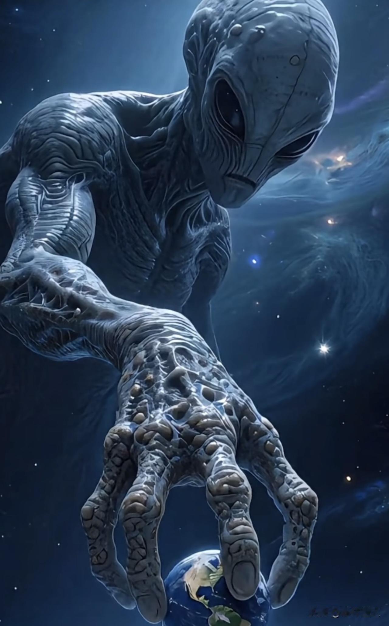 人类看看吧，我握几个手指；就能轻松拎起地球。你们谁还觉得自己牛逼不？其实