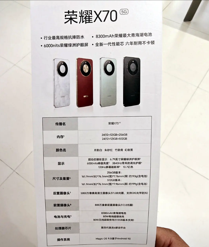 大胆预测一波荣耀X70的价格，具体如下8G+128G，1399元8G+256