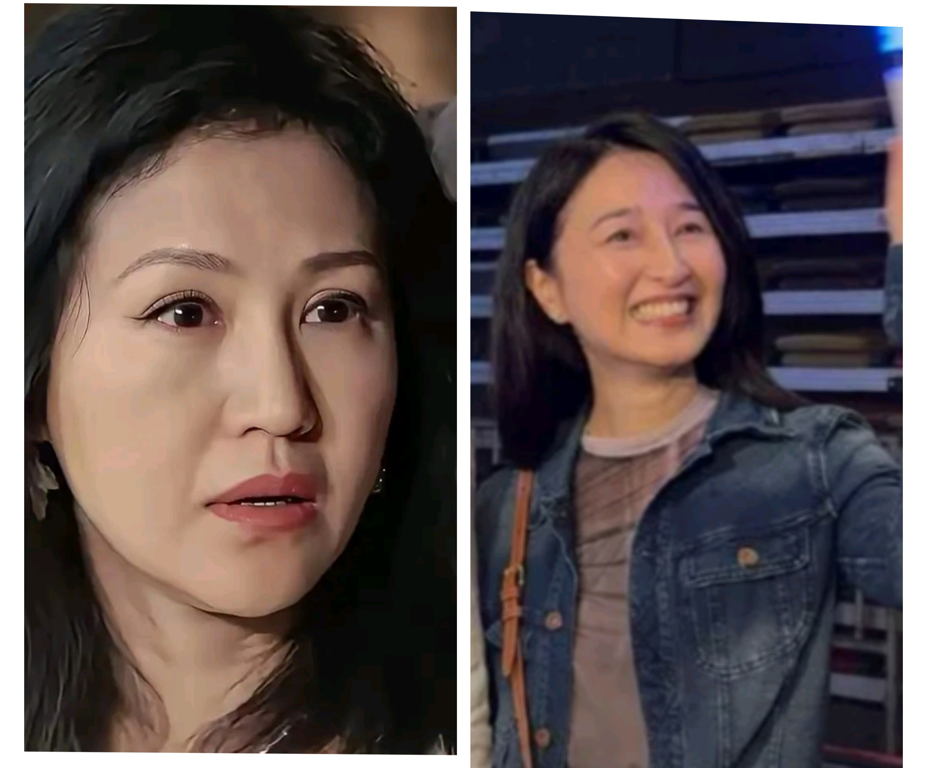 50岁的鲍蕾和62岁的关咏荷。两个都曾经是演员，都为了家庭退出娱乐圈，如今的状