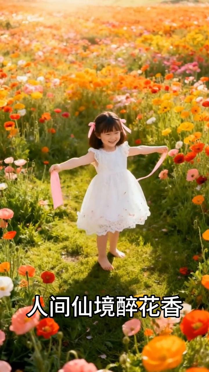 人间仙境醉花香，山水如画好风光。一轮红日升东方，云雾缭绕放光芒。