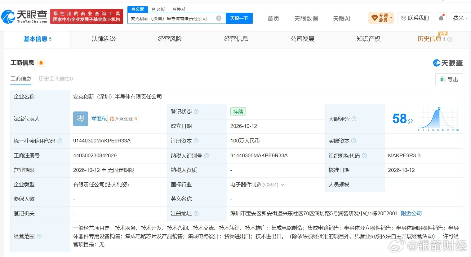 安克创新在深圳成立半导体公司注册资本100万天眼查App显示，近日，安克创新（