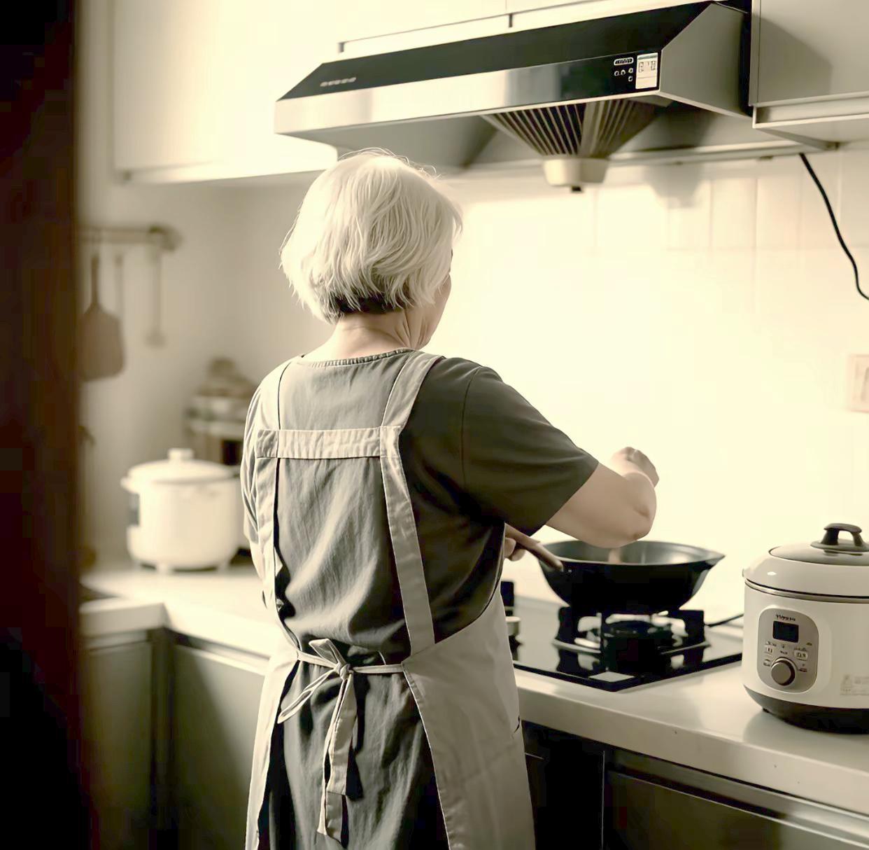 故事是这样的：一个妈妈在厨房忙了几天，倒在了除夕夜里，再没起来。儿女们哭得撕