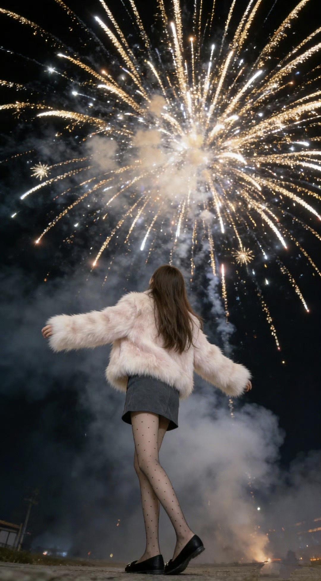 烟花易冷，人依旧。此情此景，今夕何夕。