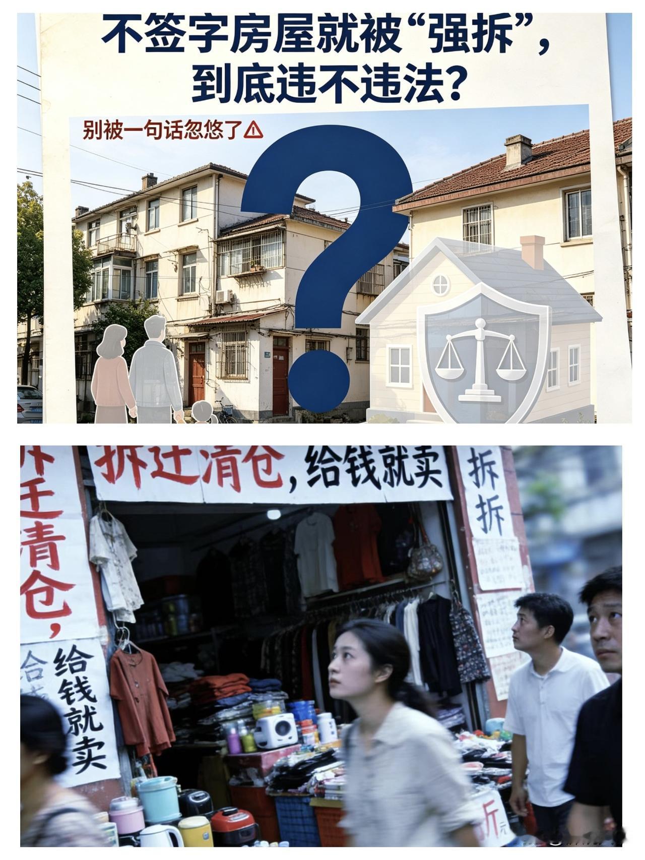 不签字房屋就被“强拆”，到底违不违法？别被一句话忽悠了老百姓常听一句狠话：“