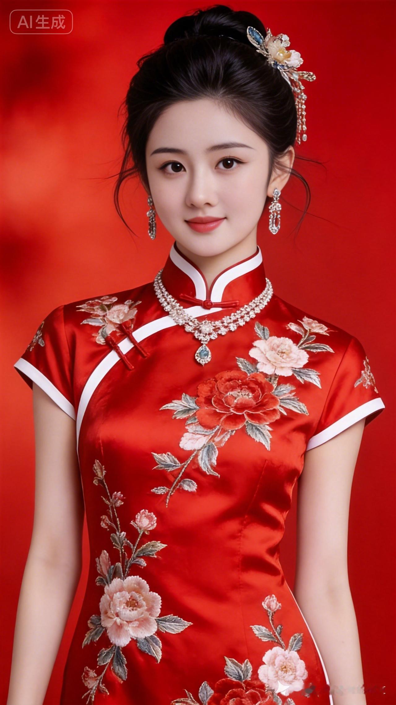 红衣佳人，花枝招展，尽显东方古典韵味！