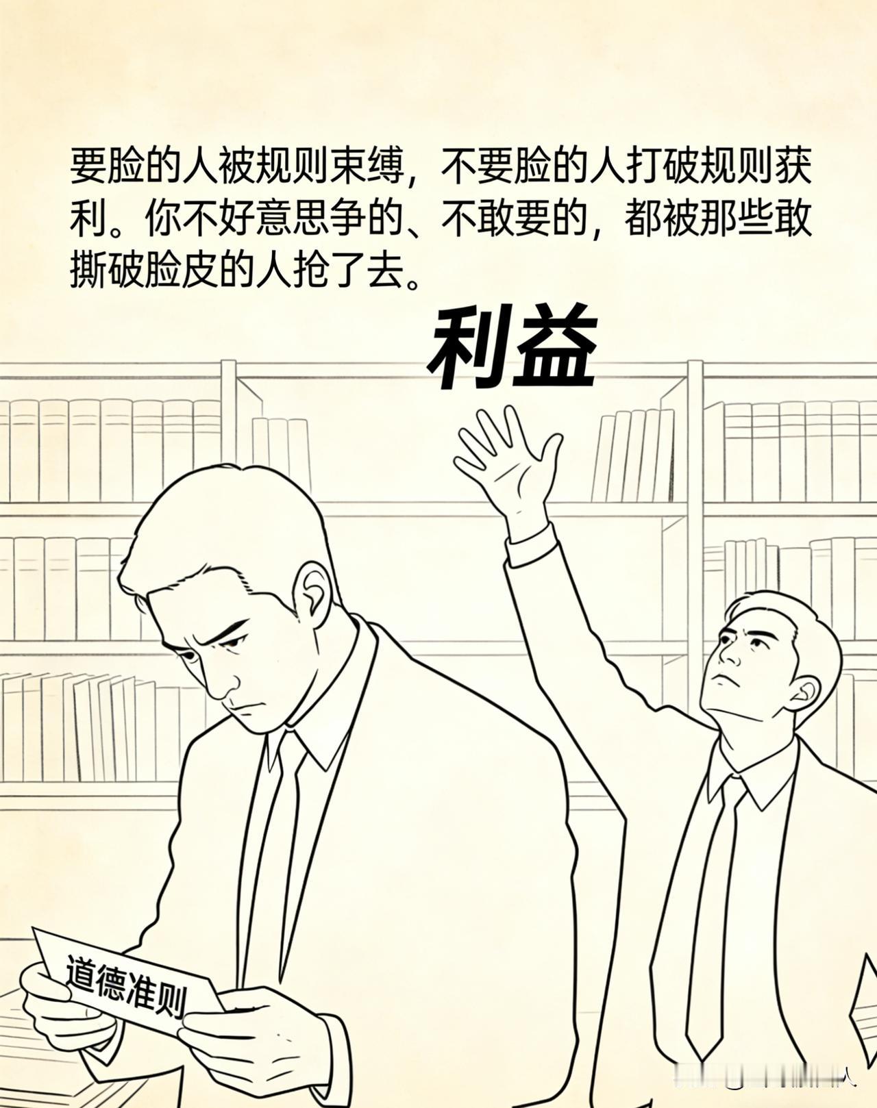 一位社会学家说：“不要脸的人更容易赚到钱，因为他们可以为了自己的利益与别人撕破